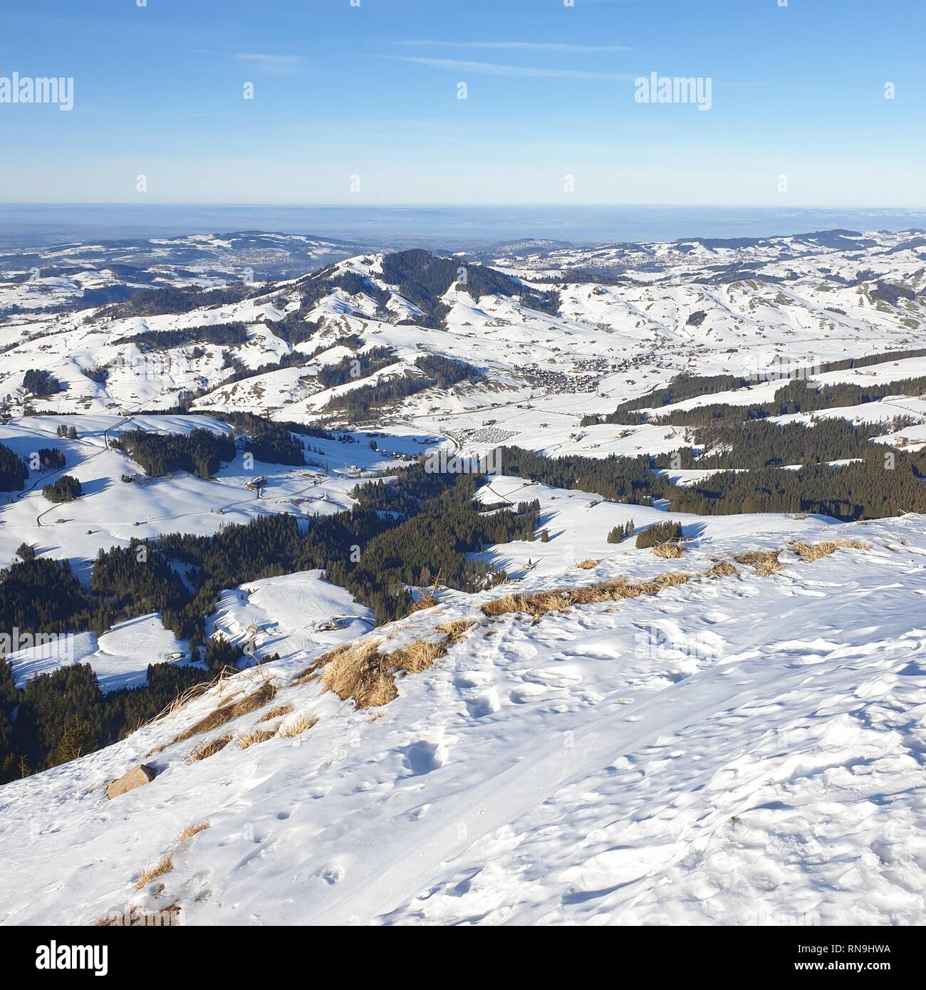 Verschneite Landschaft Schweizer Berge, Schweiz Stockfoto