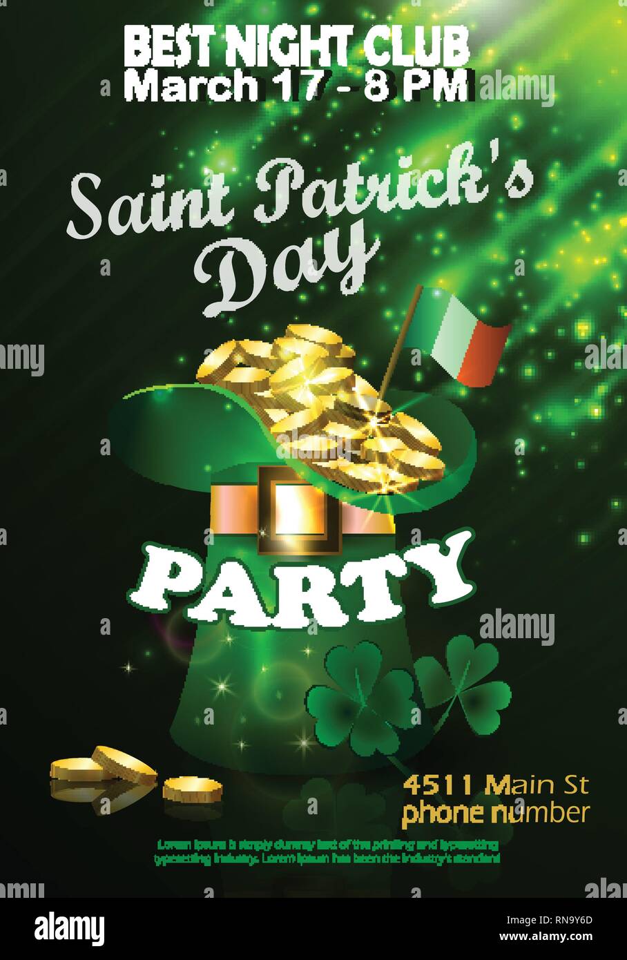 St. Patricks Day Einladung Kartendesign Stock Vektor