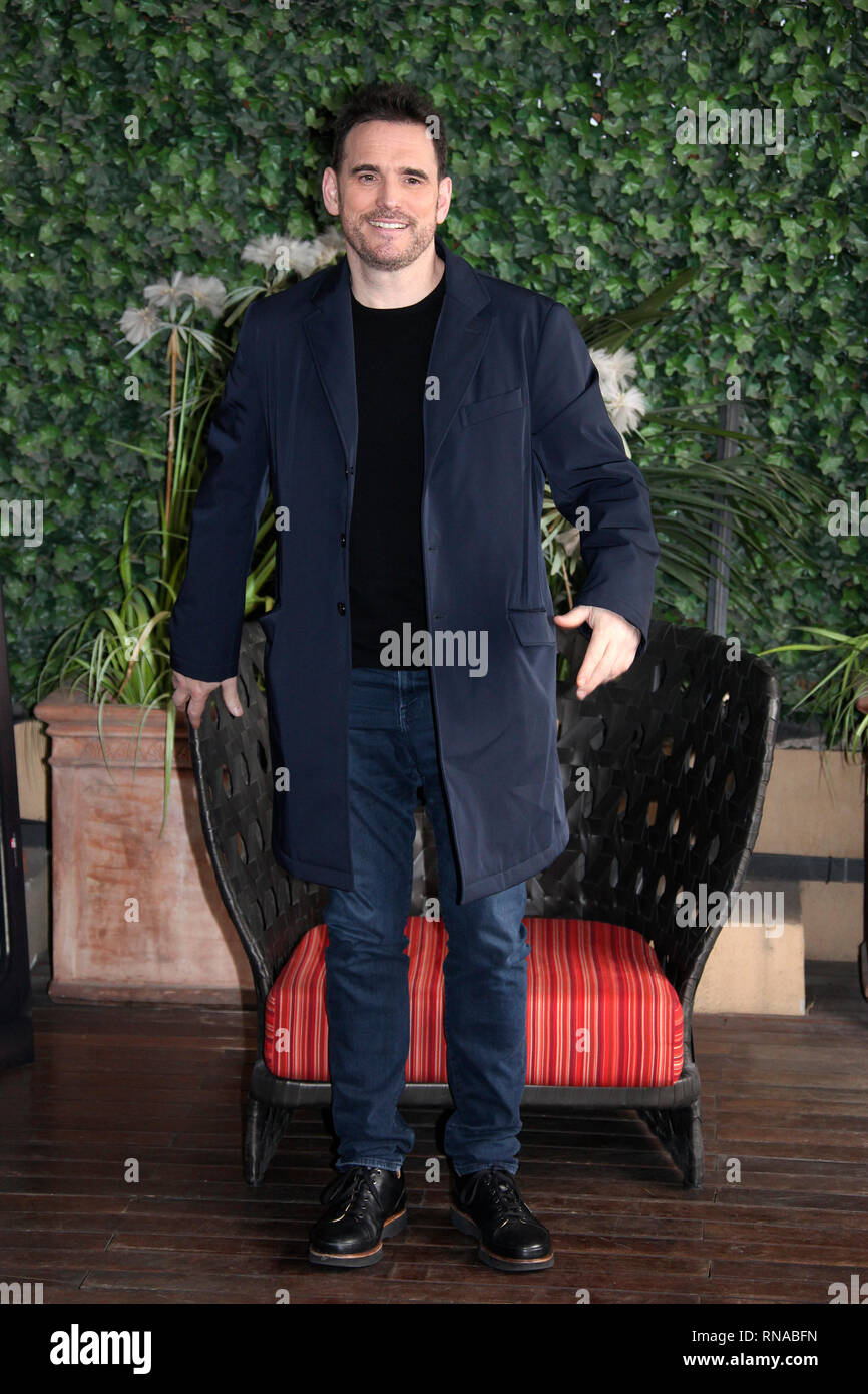 Roma, Italia. 18 Feb, 2019. Matt Dillon Rom 18. Februar 2019. Schauspieler Matt Dillon posiert für die Fotografen bei der Vorstellung des Films "Das Haus, das Jack gebaut" auf dem Dach des Hotel Bernini. Foto Credit: Insidefoto insidefoto Srl/Alamy leben Nachrichten Stockfoto