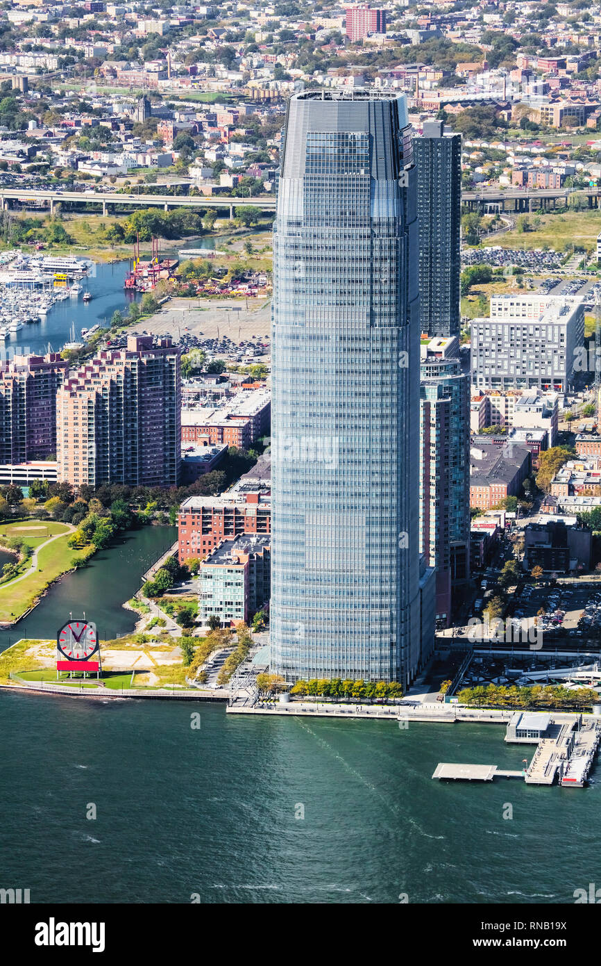 Jersey City, USA - Paulus Hook Pier und Morris Canal Park Stockfoto