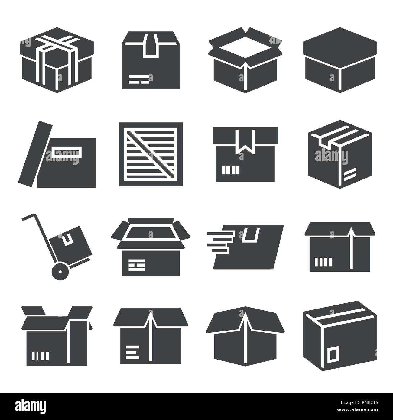 Box, Paket, Paket, lieferlogistik Symbol auf weißem Hintergrund Stock Vektor
