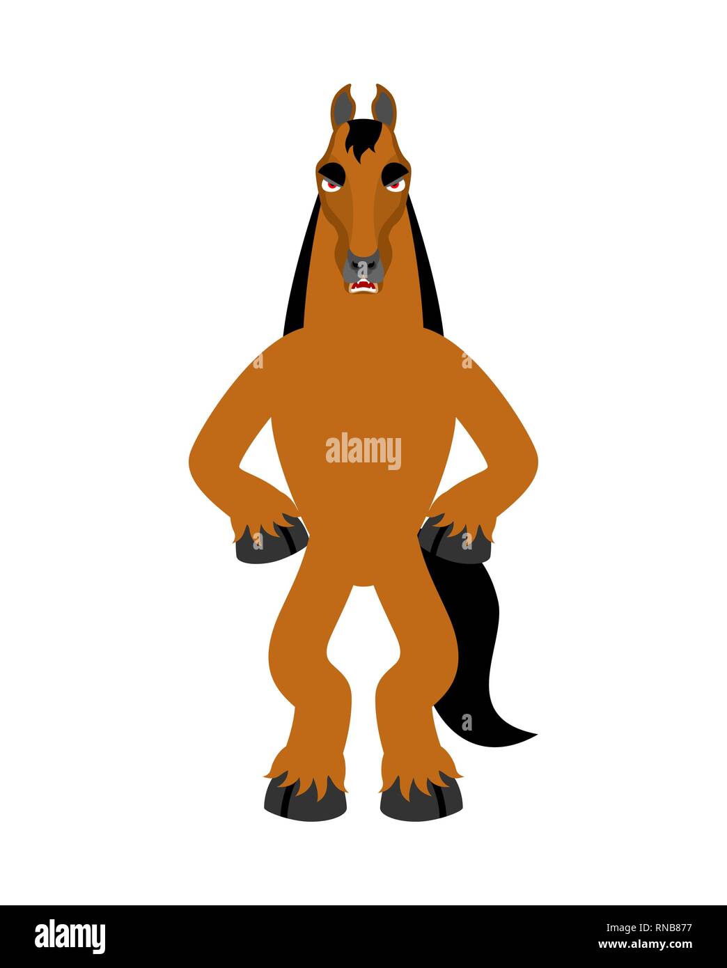 Pferd wütend. Steed böse Gefühle. Hoss aggressiv. Vector Illustration Stock Vektor