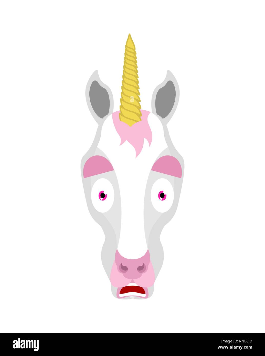 Einhorn Angst OMG Emotion. Magic Horse Oh mein Gott emoji. Erschrocken Fairy Tier. Vector Illustration Stock Vektor