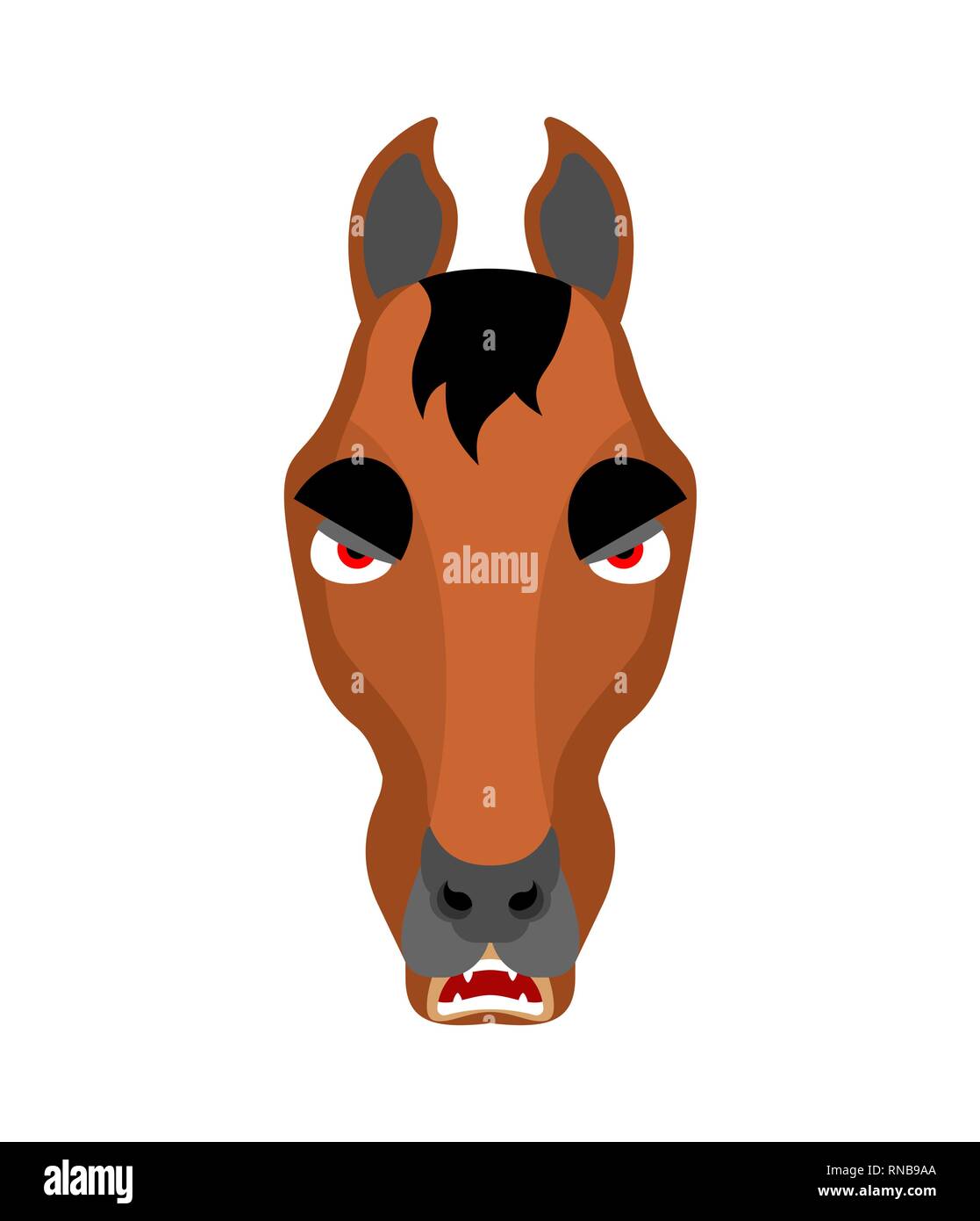 Pferd wütend emoji. Steed böse Gefühle. Hoss aggressiv. Vector Illustration Stock Vektor