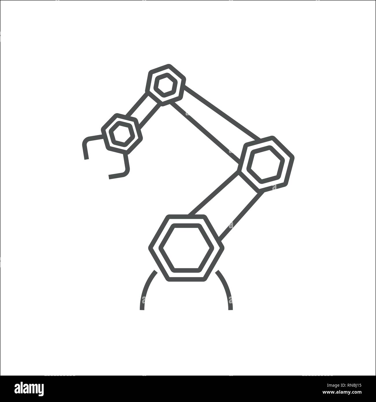 Roboterarm Linie Symbol auf weißem Hintergrund. Mechanische Hand. Industrial robot Manipulator. Die moderne industrielle Technologien. IoT, Internet der Dinge, AI Stock Vektor