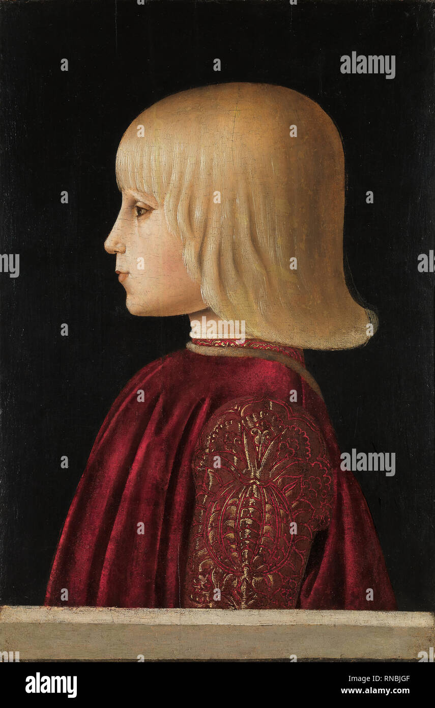 Piero della Francesca (Borgo San Sepolcro (Arezzo), Ca. 1415-1492). Porträt eines Jungen. (Guidobaldo da Montefeltro?) Ca. 1483). Tempera auf Systemsteuerung. 41 x 27,5 cm. Museum: Museo Nacional Thyssen-Bornemisza, Madrid. Stockfoto