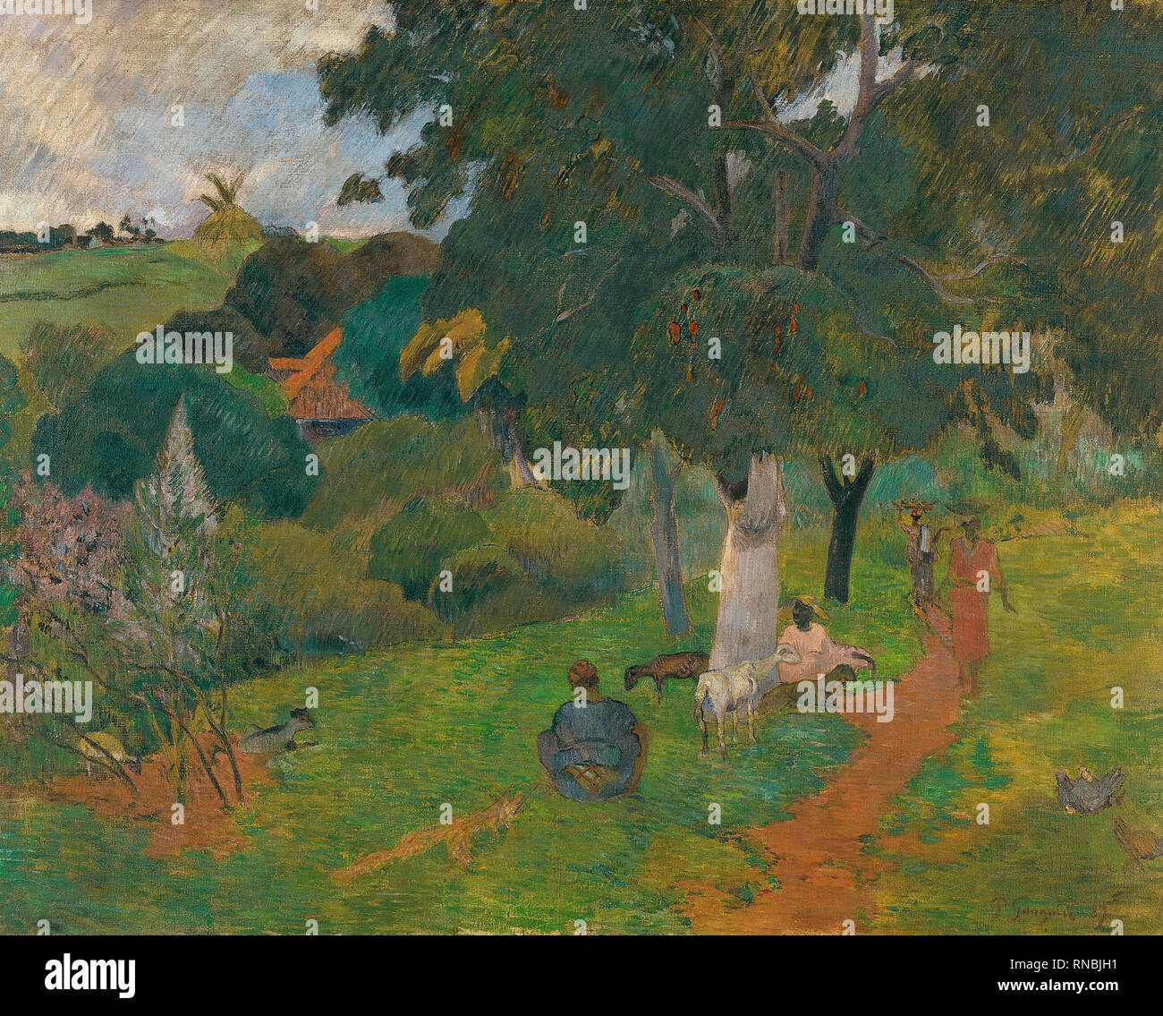 Paul Gauguin (Paris, 1848 - Atuona, Marquesas Inseln, 1903). Kommen und Gehen, Martinique (1887). Öl auf Leinwand. 72,5 x 92 cm. Museum: Museo Nacional Thyssen-Bornemisza, Madrid. Autor: GAUGUIN, Paul. PAUL GAUGUIN. Gauguin, Paul Eugéne Henri. Stockfoto