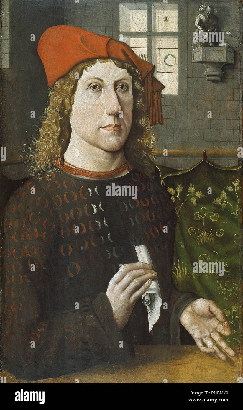 Meister der Lüneburger Letzten Gericht (Aktive Ca. 1485). Porträt eines jungen Mannes (Ca. 1485). Öl auf Leinwand. 62 x 38,5 cm. Museum: Museo Nacional Thyssen-Bornemisza, Madrid. Stockfoto