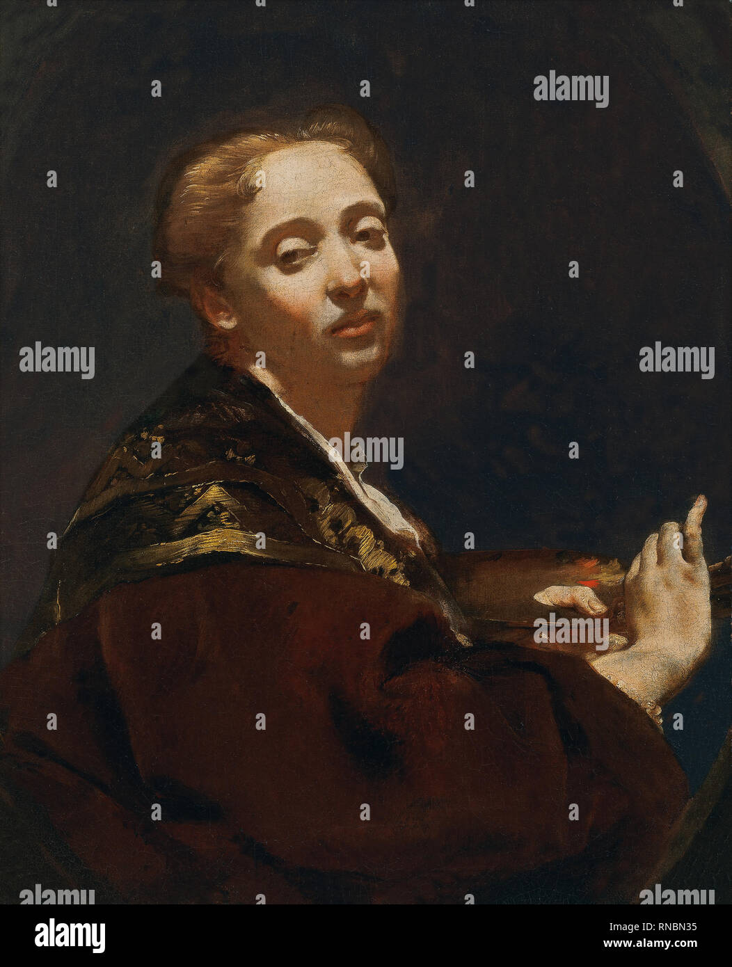 Giambattista Piazzetta (Venedig, 1682-1754). Portrait von Giulia Lama (Ca. 1715 - 1720). Öl auf Leinwand. 69,4 x 55,5 cm. Museum: Museo Nacional Thyssen-Bornemisza, Madrid. Stockfoto