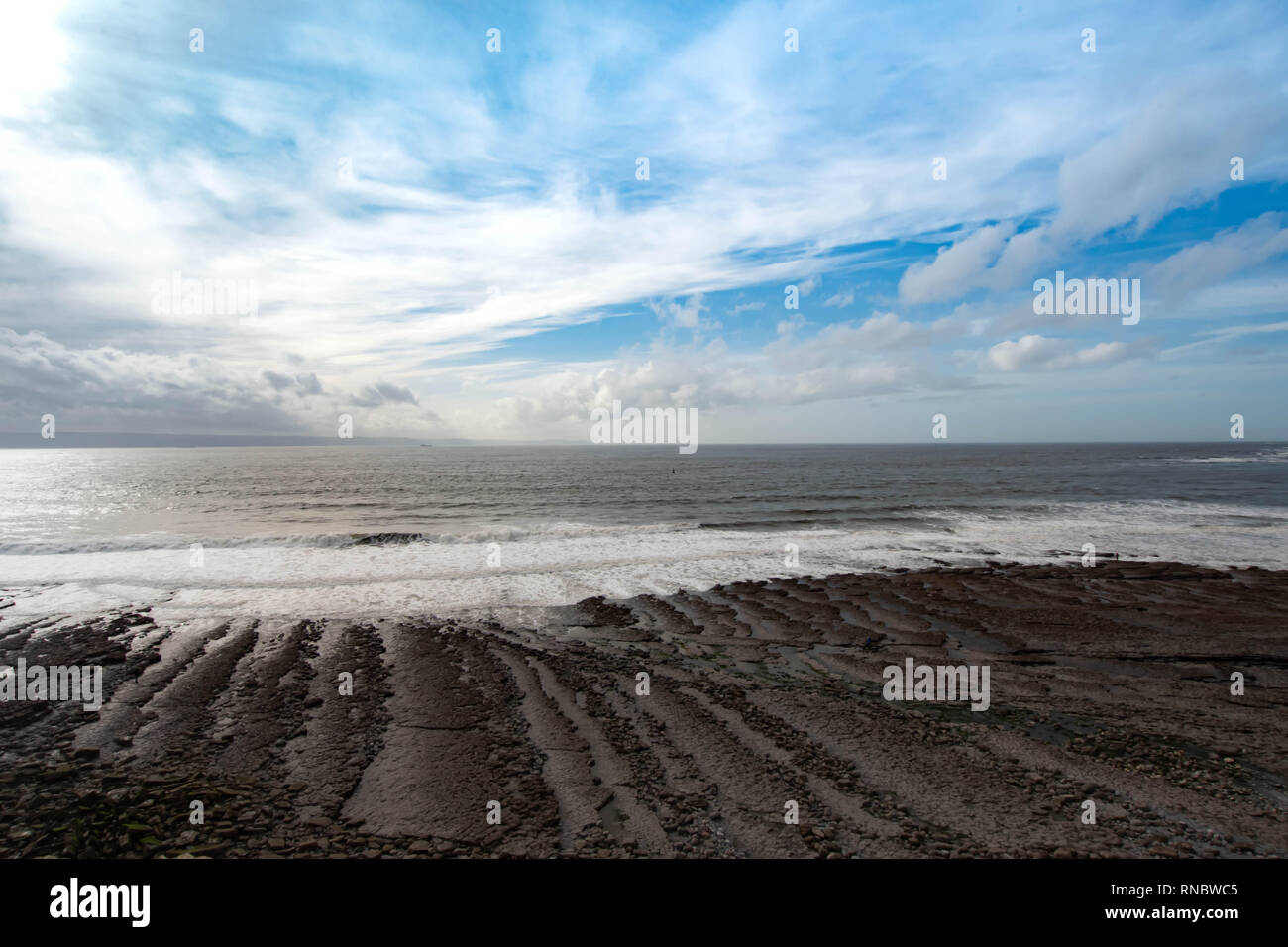 Nash Punkt-Monknash Coast, South Wales Stockfoto