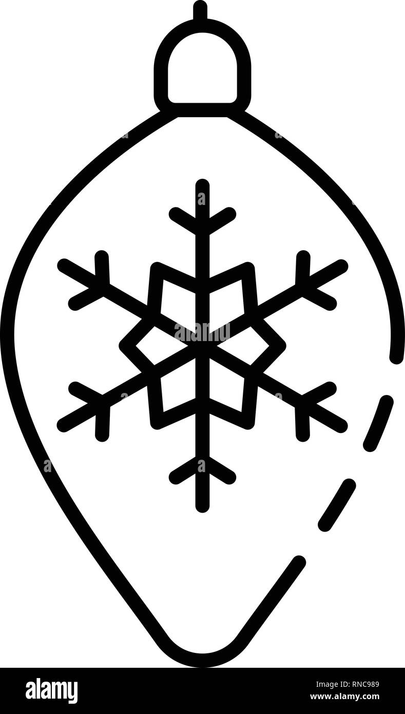 Schneeflocke auf dem Baum Spielzeug Symbol, outline Style Stock Vektor