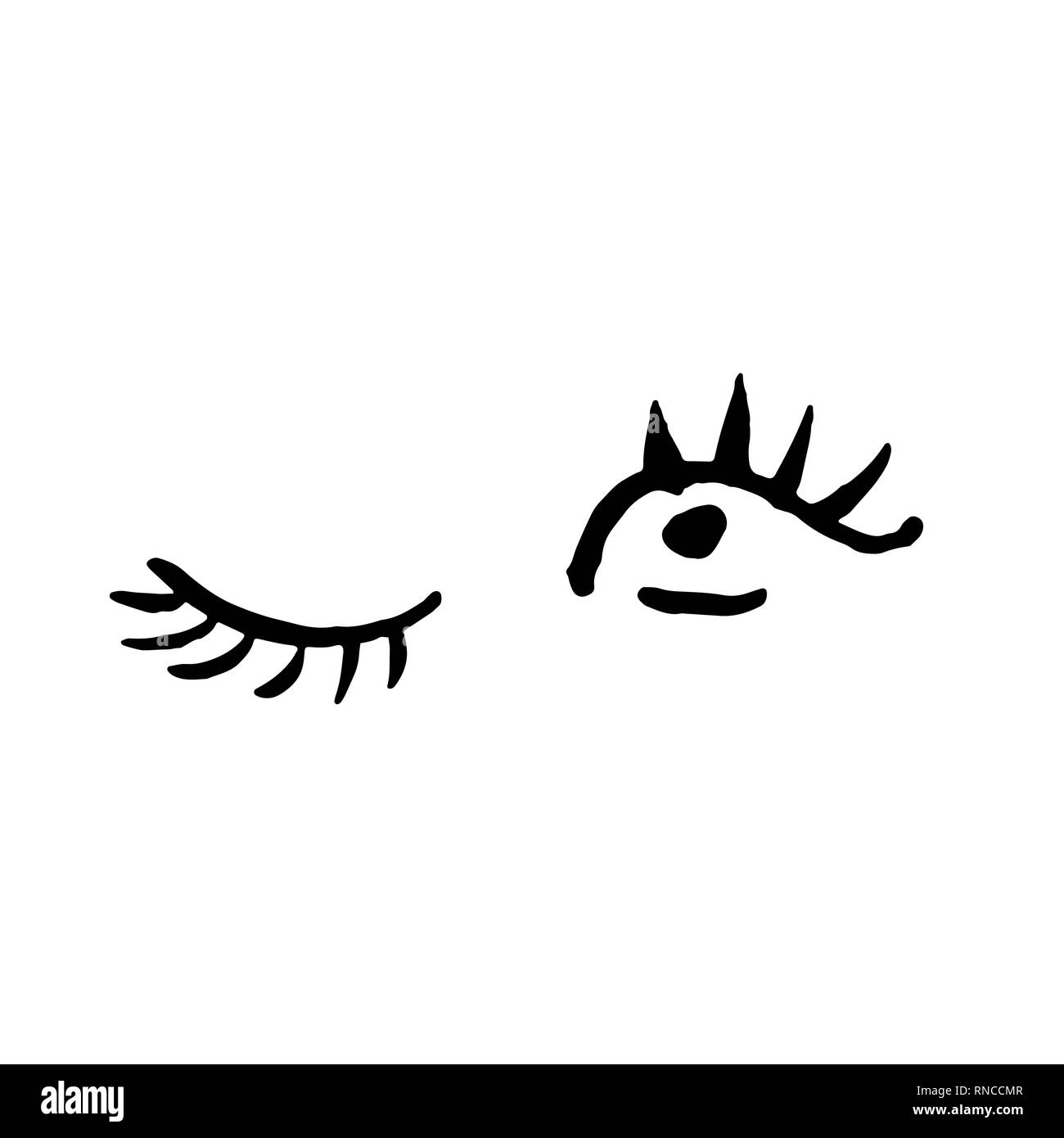 Winking Augen auf weißem Hintergrund. Grunge Brush Vector Illustration. Stock Vektor