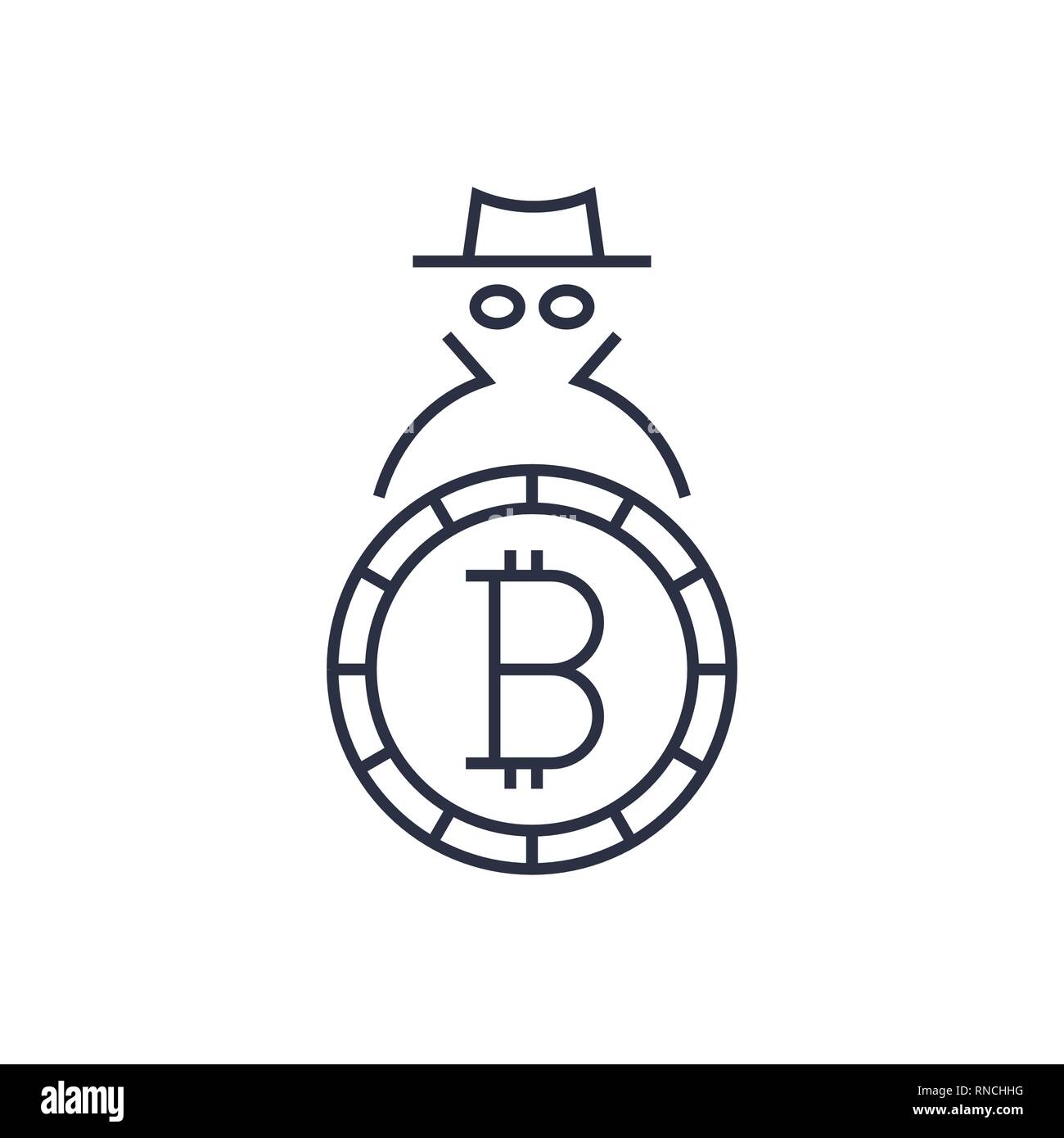 Logo bitcoin. Konzept der Anonymität und Sicherheit. Editierbare Schlaganfall. Stock Vektor