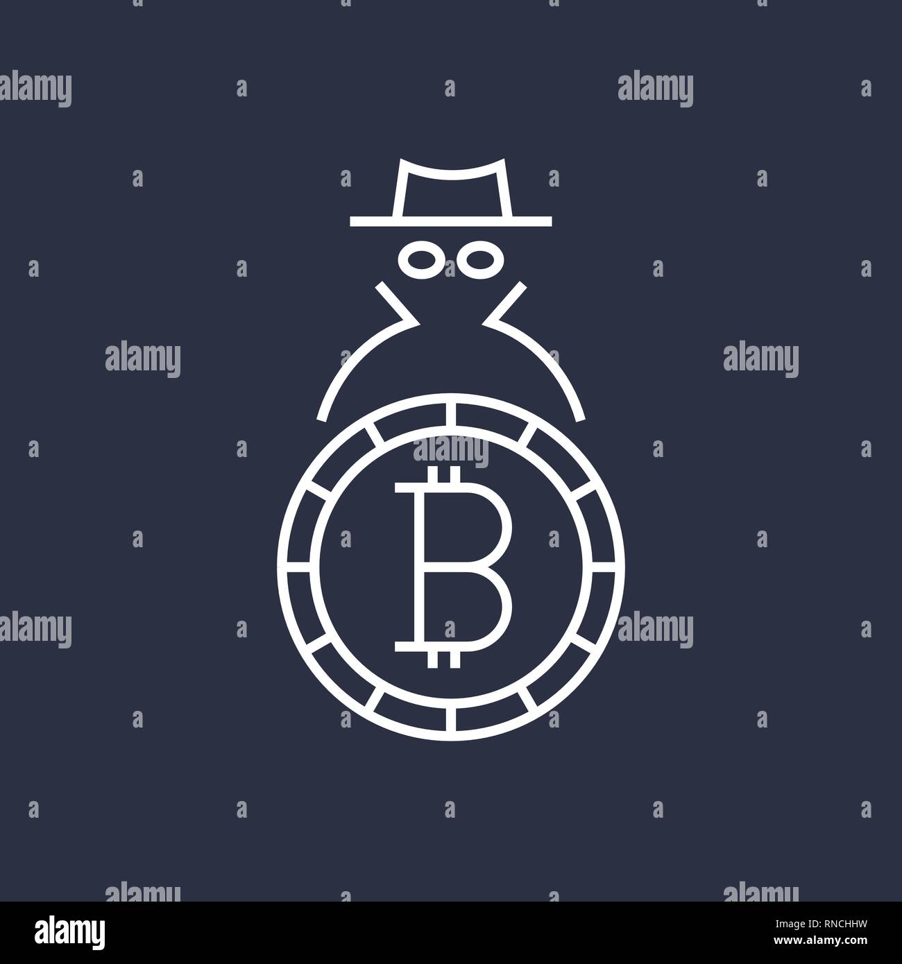 Bitcoin cryptocurrency blockchain Flachbild-Logo. Verwenden Sie für Logos, Drucksachen, Seite und web Einrichtung oder andere Design. Editierbare Schlaganfall. Stock Vektor