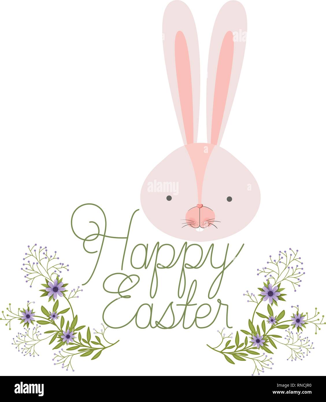 Frohe Ostern Label mit Kaninchen Kopf isoliert Symbol Stock Vektor