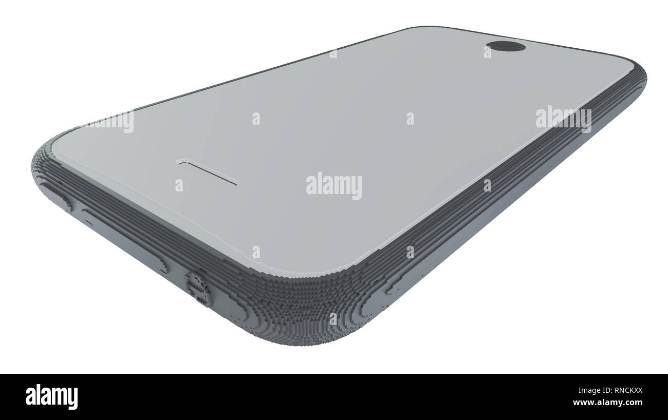 3d-gedruckten Smartphone auf weißem Hintergrund Stockfoto