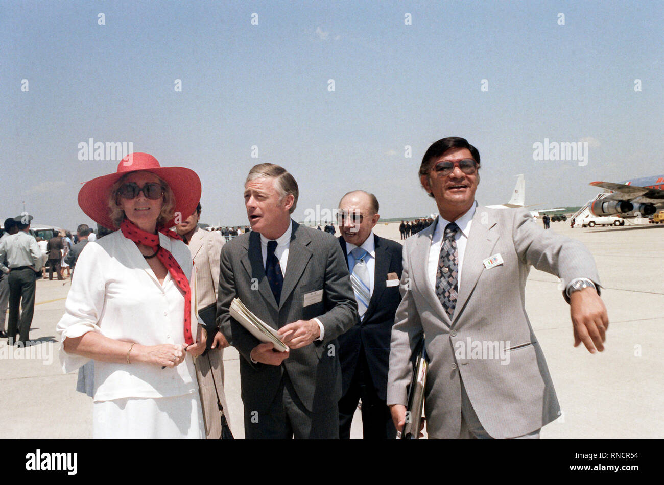 1980 - Mexikanische Kongress Mitglieder kommen in den Vereinigten Staaten für einen Besuch. Stockfoto
