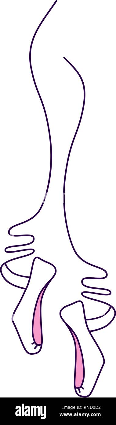 Linear vector Logo für ein Ballett Studio. Abbildung: weibliche Beine in  Ballettschuhe, Spitzenschuhe, Ballett Schuhe auf Bänder Stock-Vektorgrafik  - Alamy