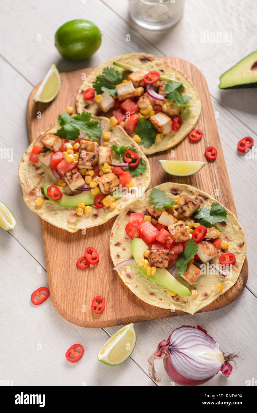 Kochen vegan Tacos Stockfoto