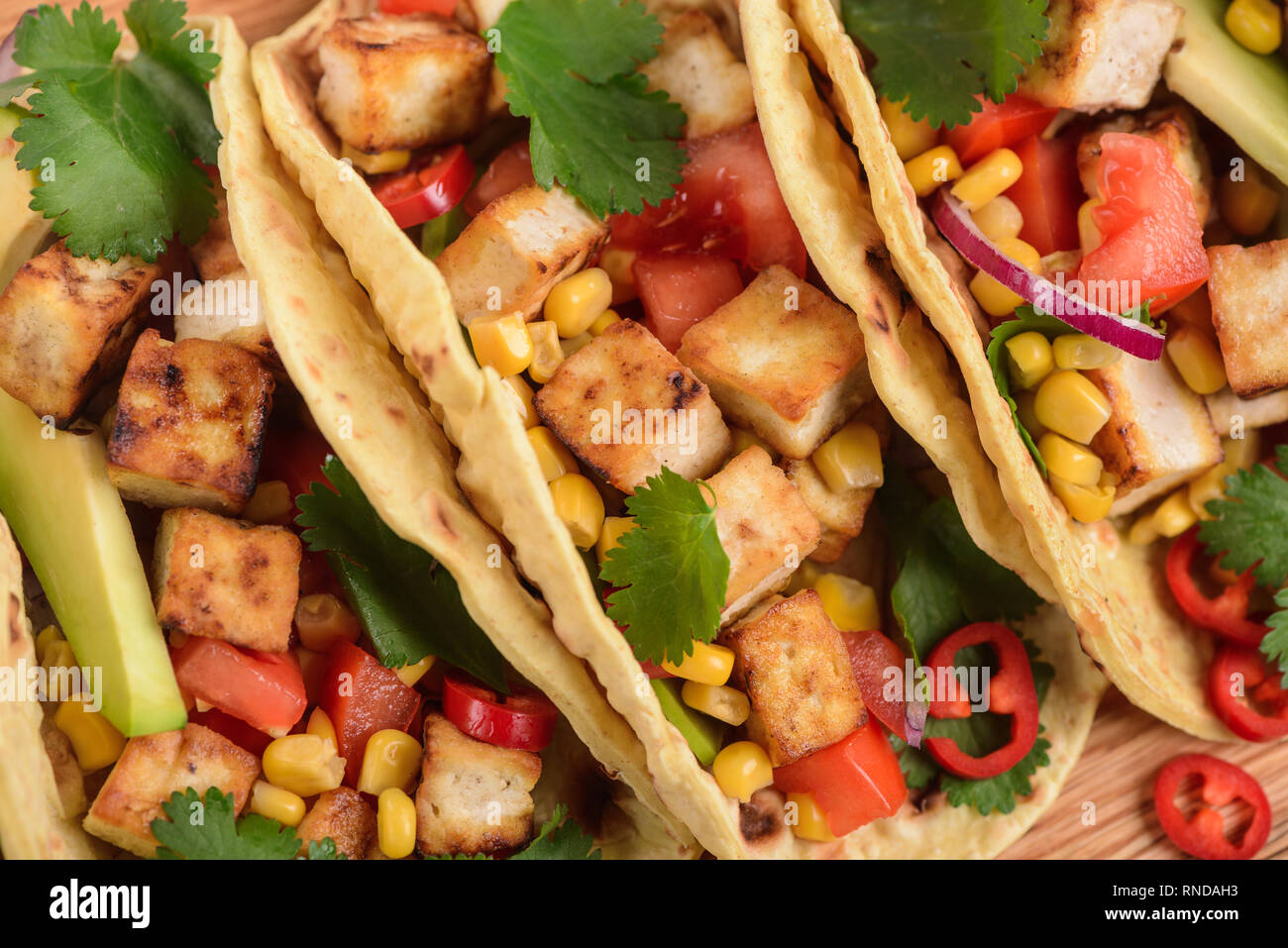 Nahaufnahme auf Tacos Stockfoto