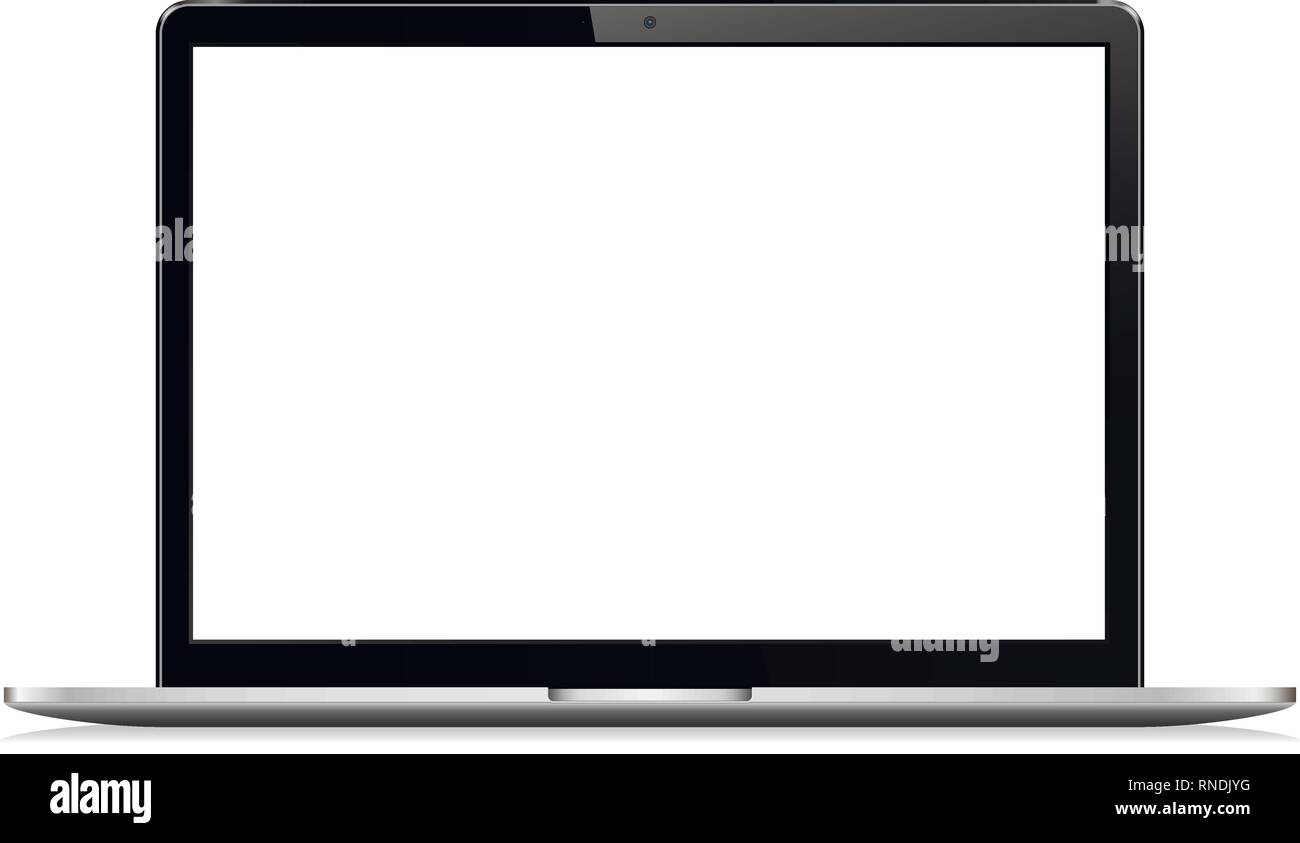 Isoliert Laptop mit leeren Raum auf weißem Hintergrund. Computer Notebook mit leerer Bildschirm angezeigt. Vector Illustration. Stock Vektor