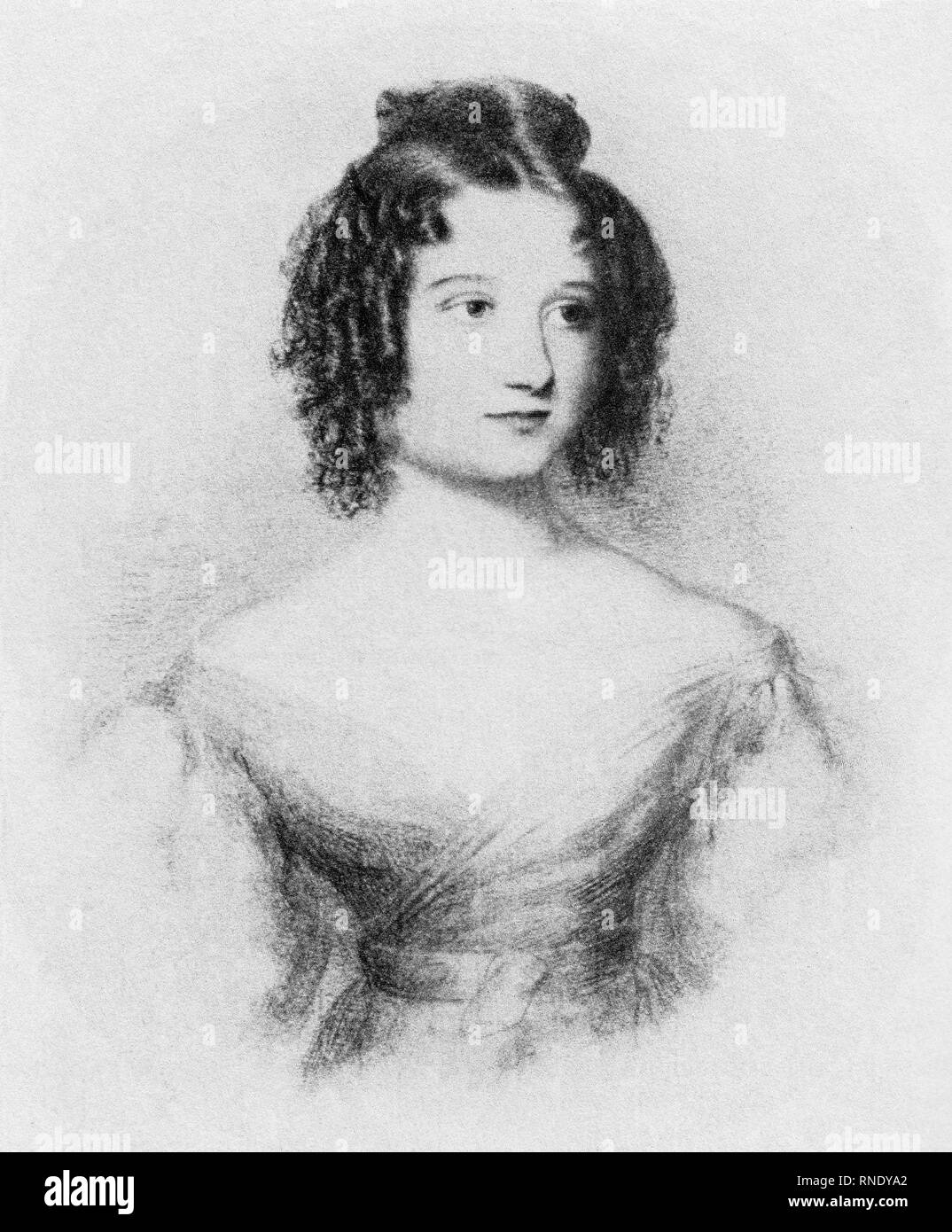 Ada Byron (1815-1852), Porträtzeichnung im Alter von siebzehn, 1832 Stockfoto