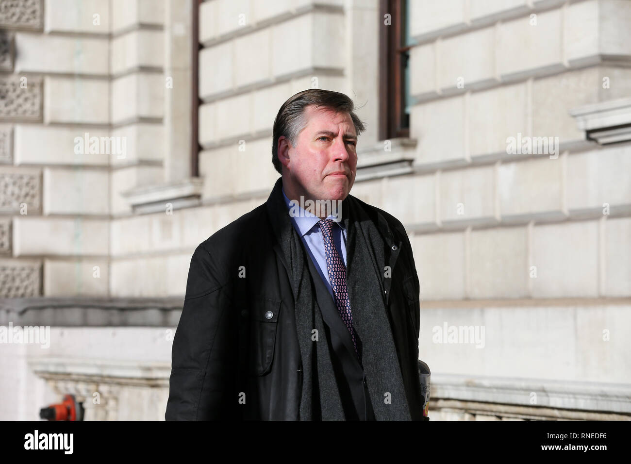 Westminster, London, UK, 19. Feb 2019 - Graham Brady, Vorsitzender des Ausschusses 1922 in Westminster. Credit: Dinendra Haria/Alamy leben Nachrichten Stockfoto