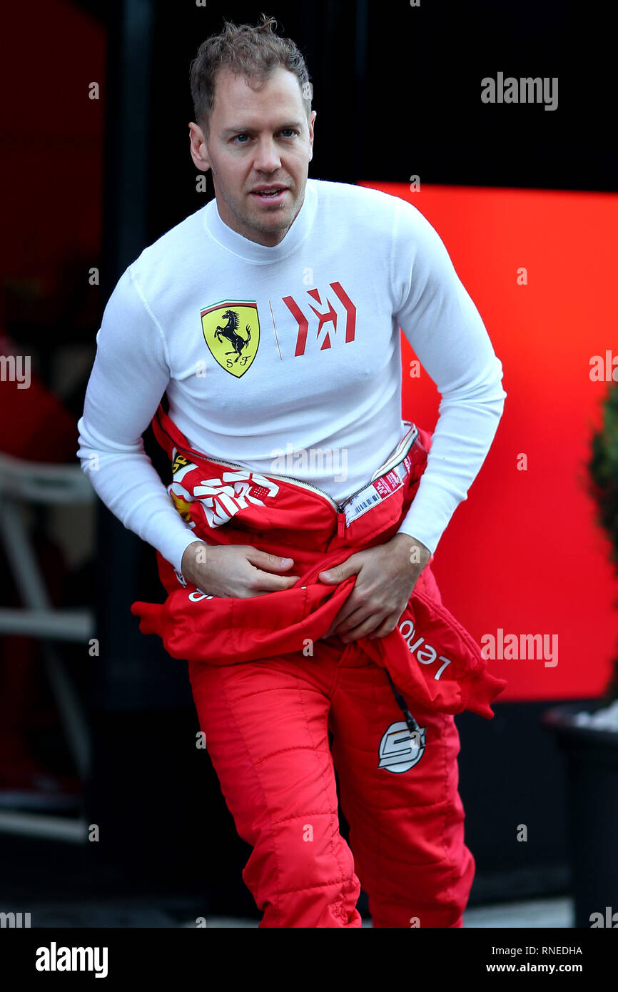 Montmelo, Spanien. 18 Feb, 2019. Sebastian Vettel Scuderia Ferrari Mission Worfeln SF 90 Montmelo Barcelona 18-02-2019 Circuit de Catalunya Formel-1-Test 2019 Foto Federico Basile/Insidefoto Credit: insidefoto Srl/Alamy leben Nachrichten Stockfoto