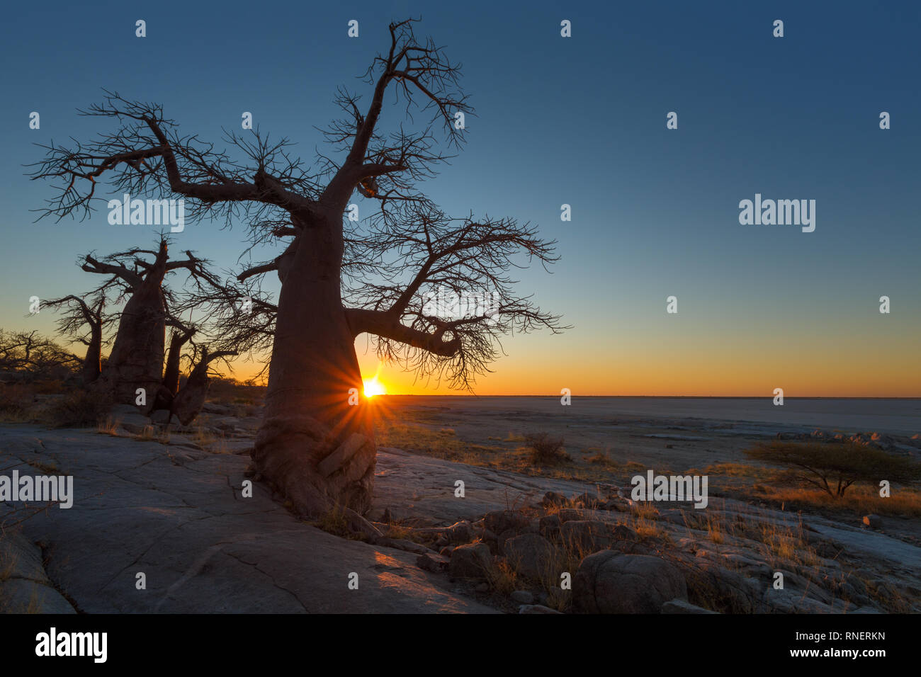 Sun starburst bei Kubu Insel Stockfoto