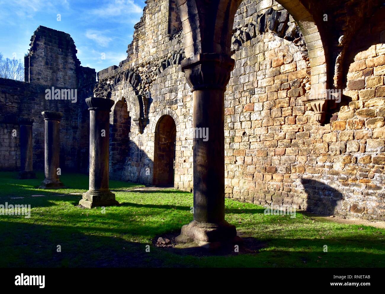 Der Osten in Kirkstall Abbey Stockfoto