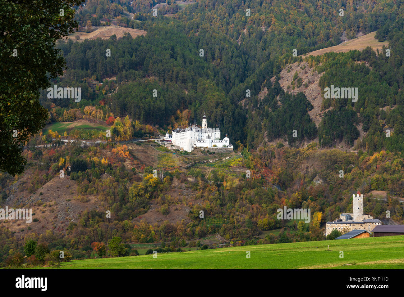 Die Benediktinerabtei Marienberg in Burgeis, Vinschgau, Südtirol Stockfoto