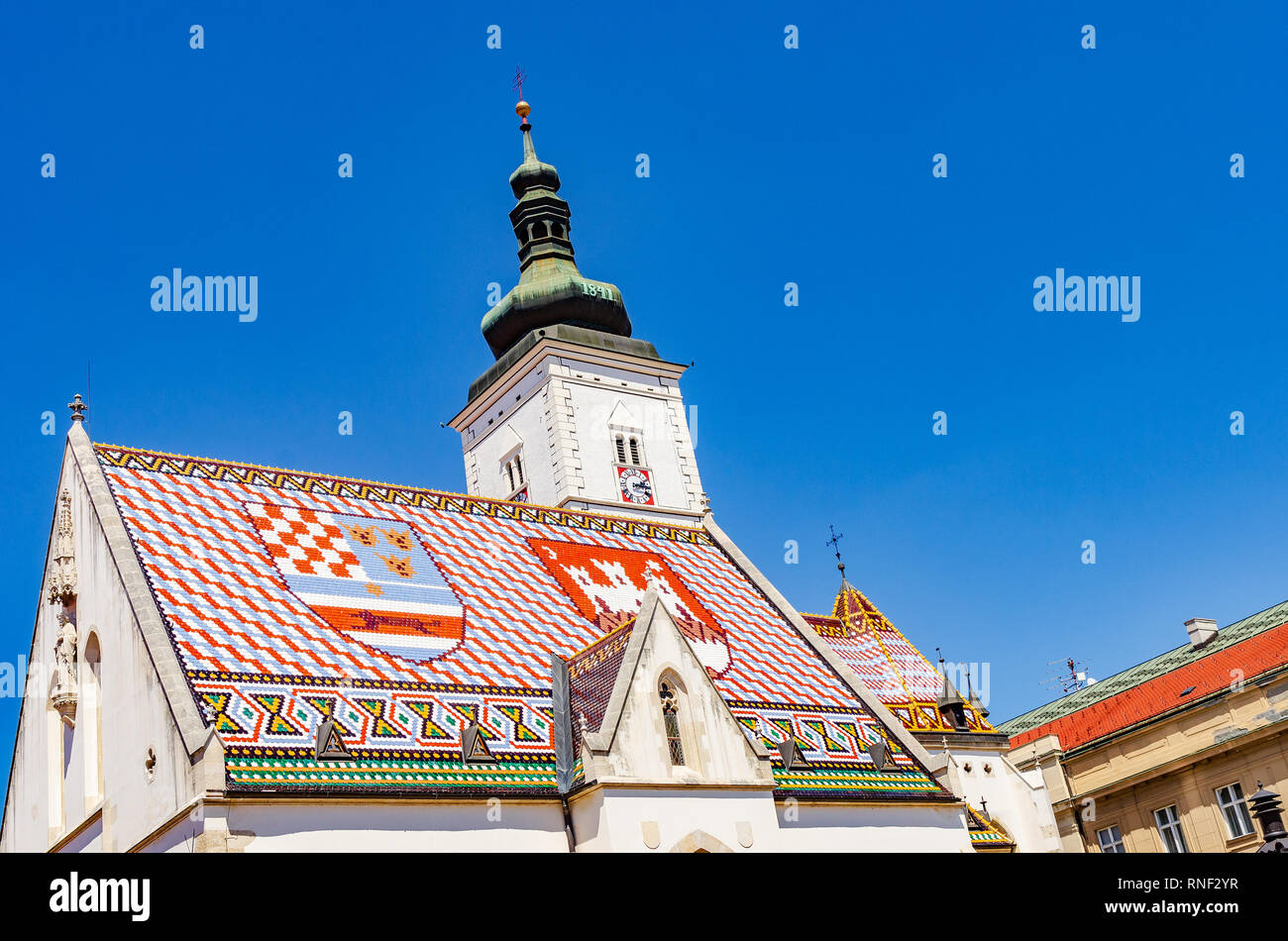 St. Mark's Church in der St. Mark's Square, in Zagreb. Stockfoto