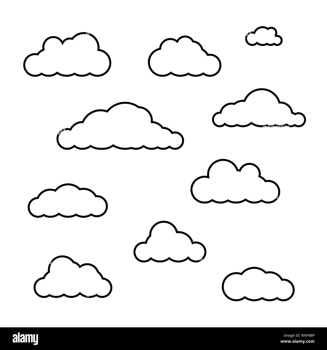 Vektor wolken Formen auf weißem Hintergrund isoliert Stock Vektor