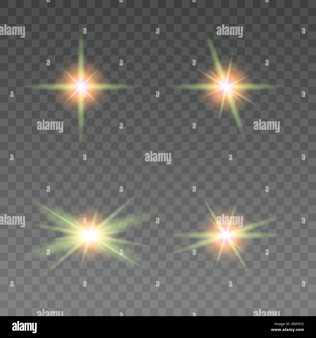 Satz von verschiedenen flare Elemente. Vector Illustration mit Lichteffekten für Design. Stock Vektor