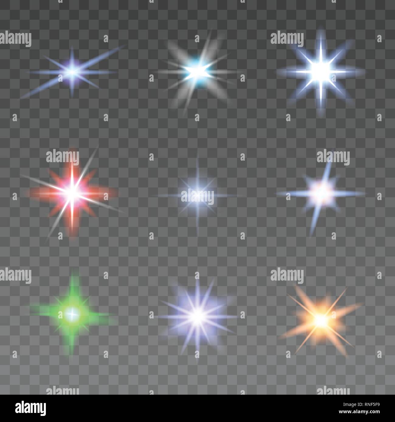 Satz von verschiedenen flare Elemente. Vector Illustration mit Lichteffekten für Design. Stock Vektor