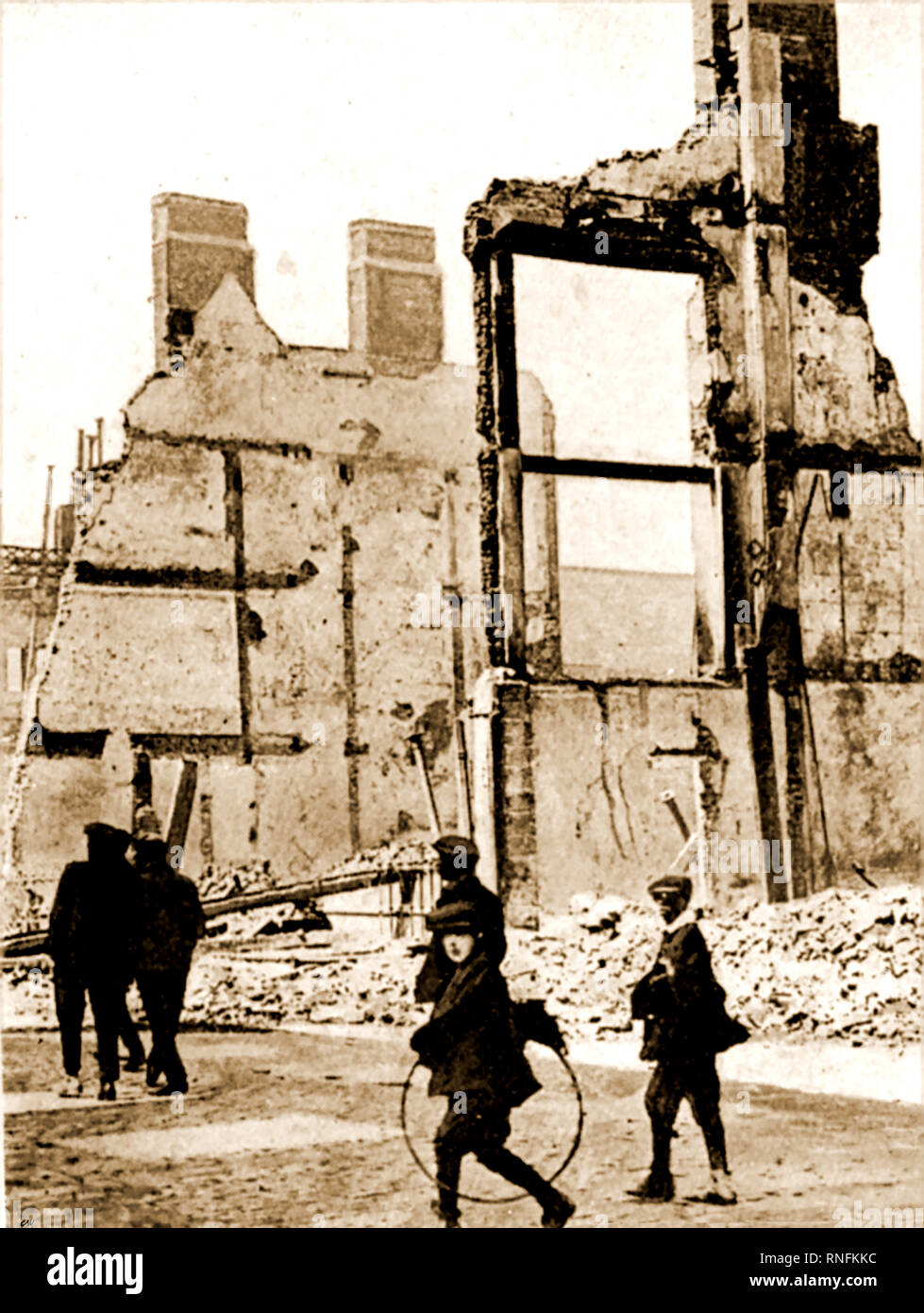 Dublin, 24. April 1916 - Schaden verursacht, wenn die Rebellen von St. Stephen's Green angetrieben von Soldaten aus dem Curragh während der irischen Probleme bekannt als der Osteraufstand Stockfoto