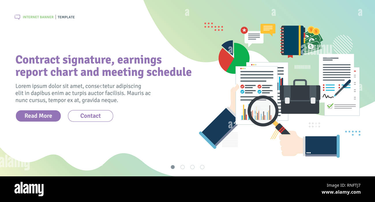 Vertragsunterzeichnung, Bericht das Ergebnis Diagramm und Konferenz zu planen. Analyse von Dokumenten mit Diagrammen. Die Berechnung der Rate, Investitionen und Steuern. Flachbild-des Stockfoto