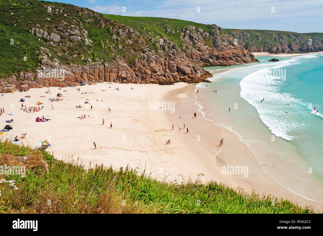 Porthcurno Beach, Cornwall, England. Stockfoto