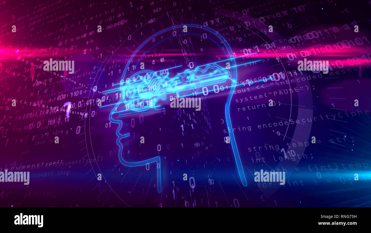 Cyber Privatsphäre und Schutz personenbezogener Daten Symbol auf digitalen Hintergrund. Verschlüsselung, private Schlüssel und das Kennwort abstrakte Konzept 3D Lllustrat Stockfoto