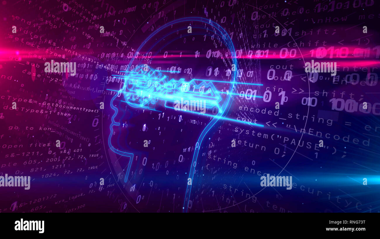 Cyber Privatsphäre und Schutz personenbezogener Daten Symbol auf digitalen Hintergrund. Verschlüsselung, private Schlüssel und das Kennwort abstrakte Konzept 3D Lllustrat Stockfoto