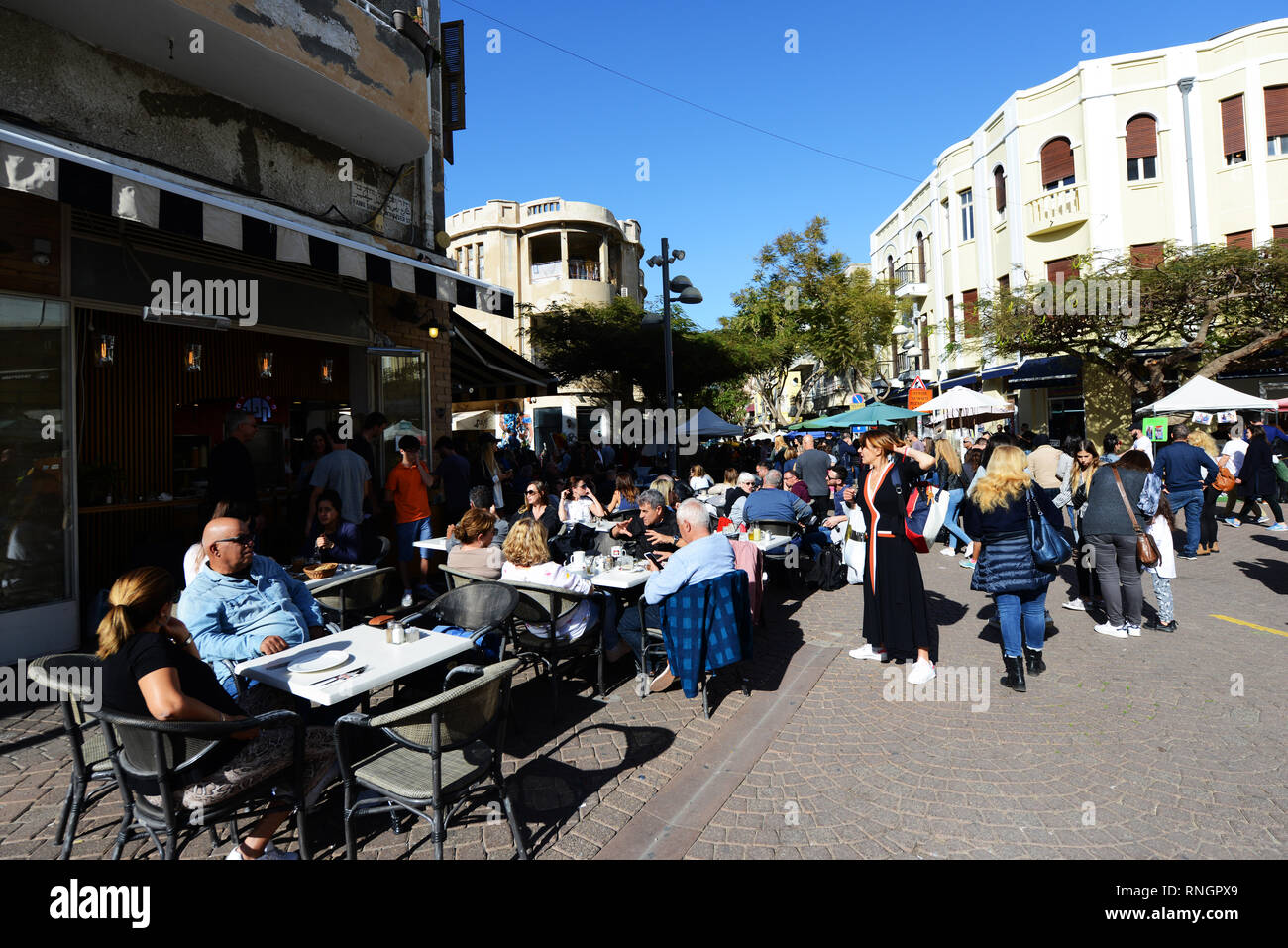 Der Nachalat Binyamin Markt ist ein Markt in alle Arten von Kunst und Kunsthandwerk aus allen Ecken von Israel spezialisiert hat. Stockfoto