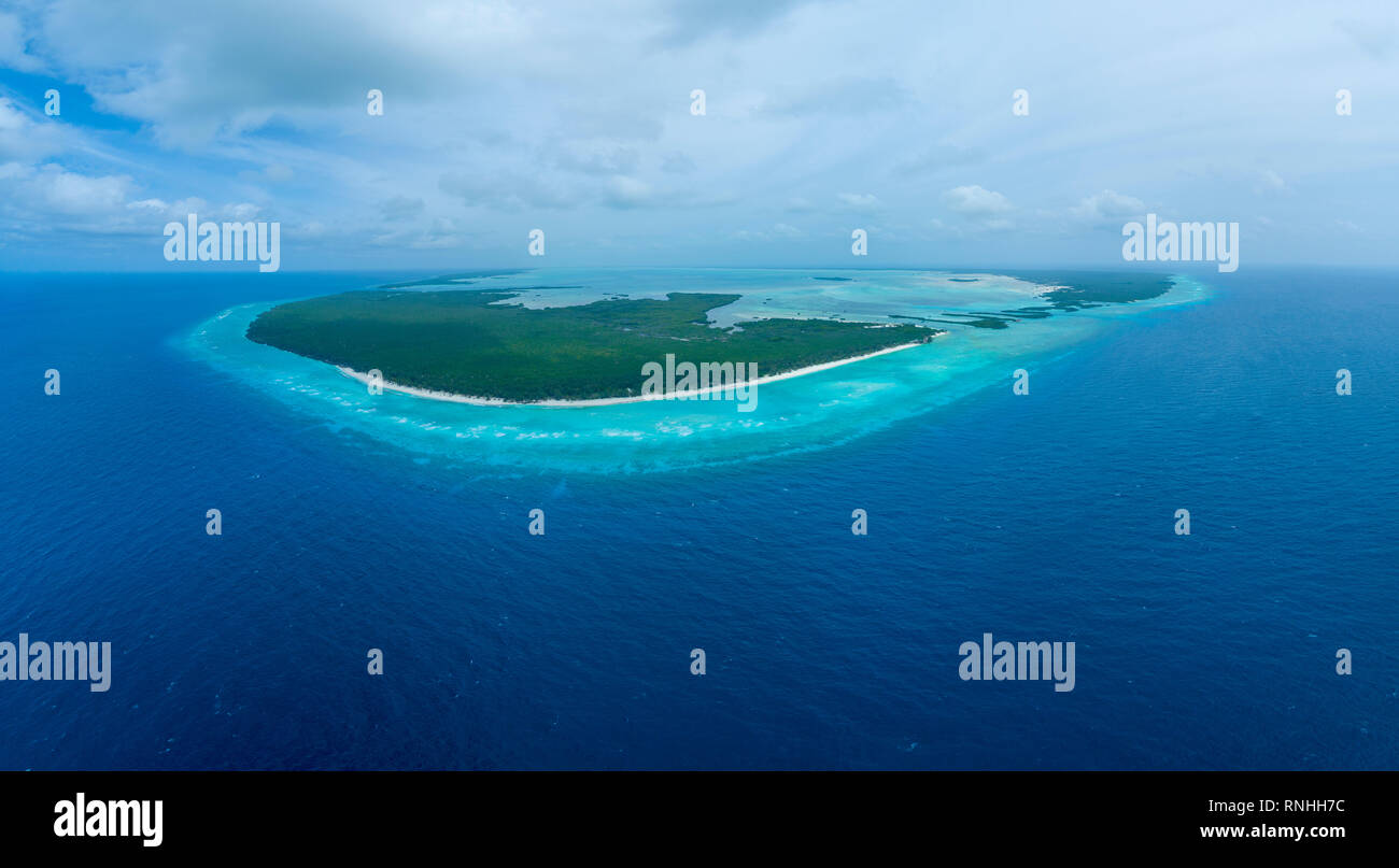 Antenne von Aldabra Atoll, Seychellen Stockfoto