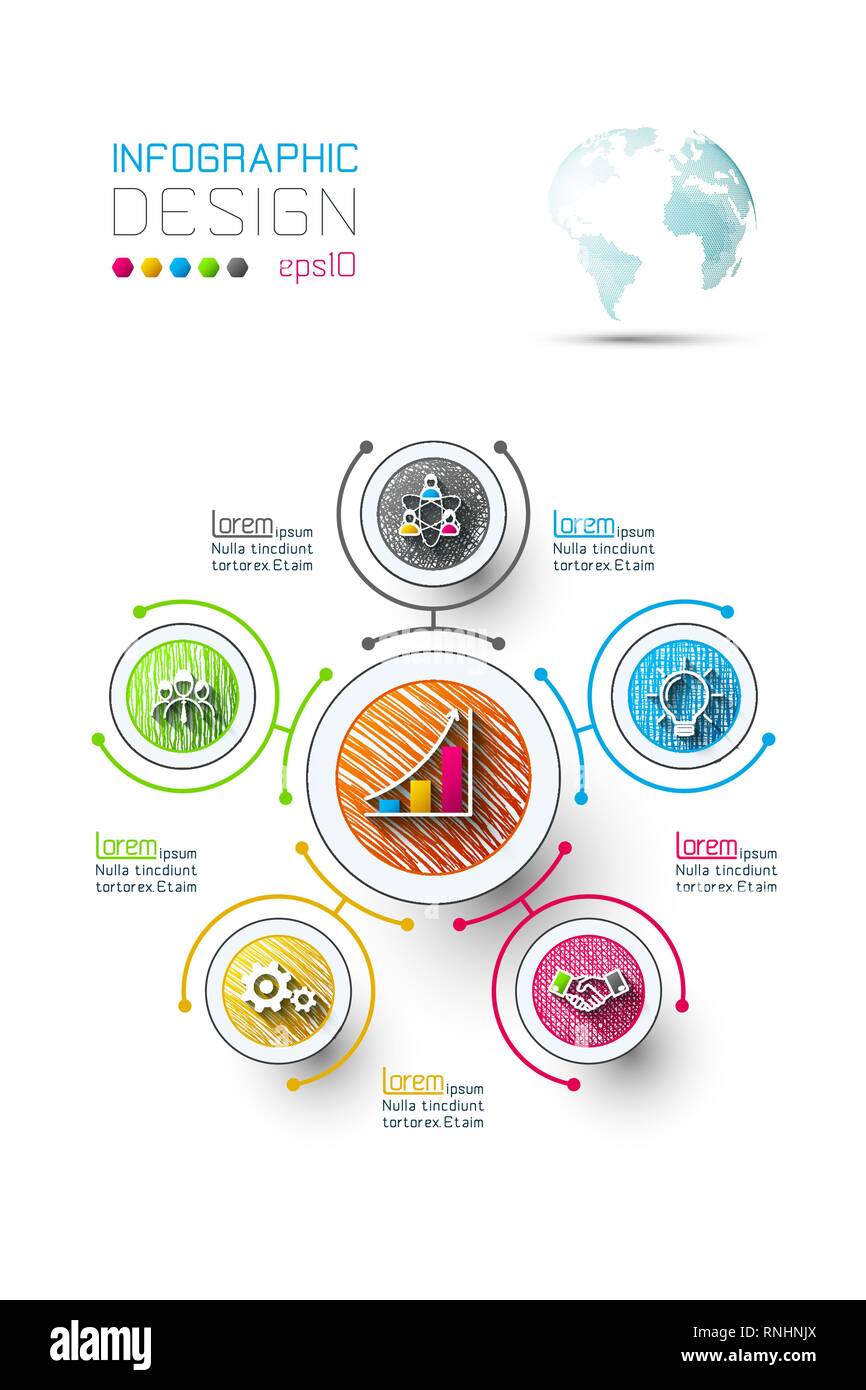 Business Infografik mit 6 Schritten. Stock Vektor