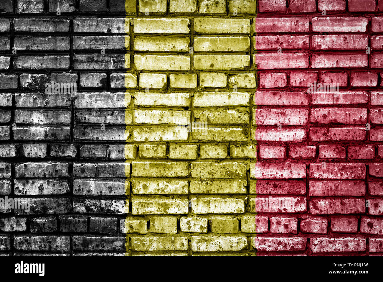 Flagge Von Belgien Auf Einem Ziegelstein Hintergrund Konzept Bild Fur Belgien Sprache Menschen Und Kultur Stockfotografie Alamy