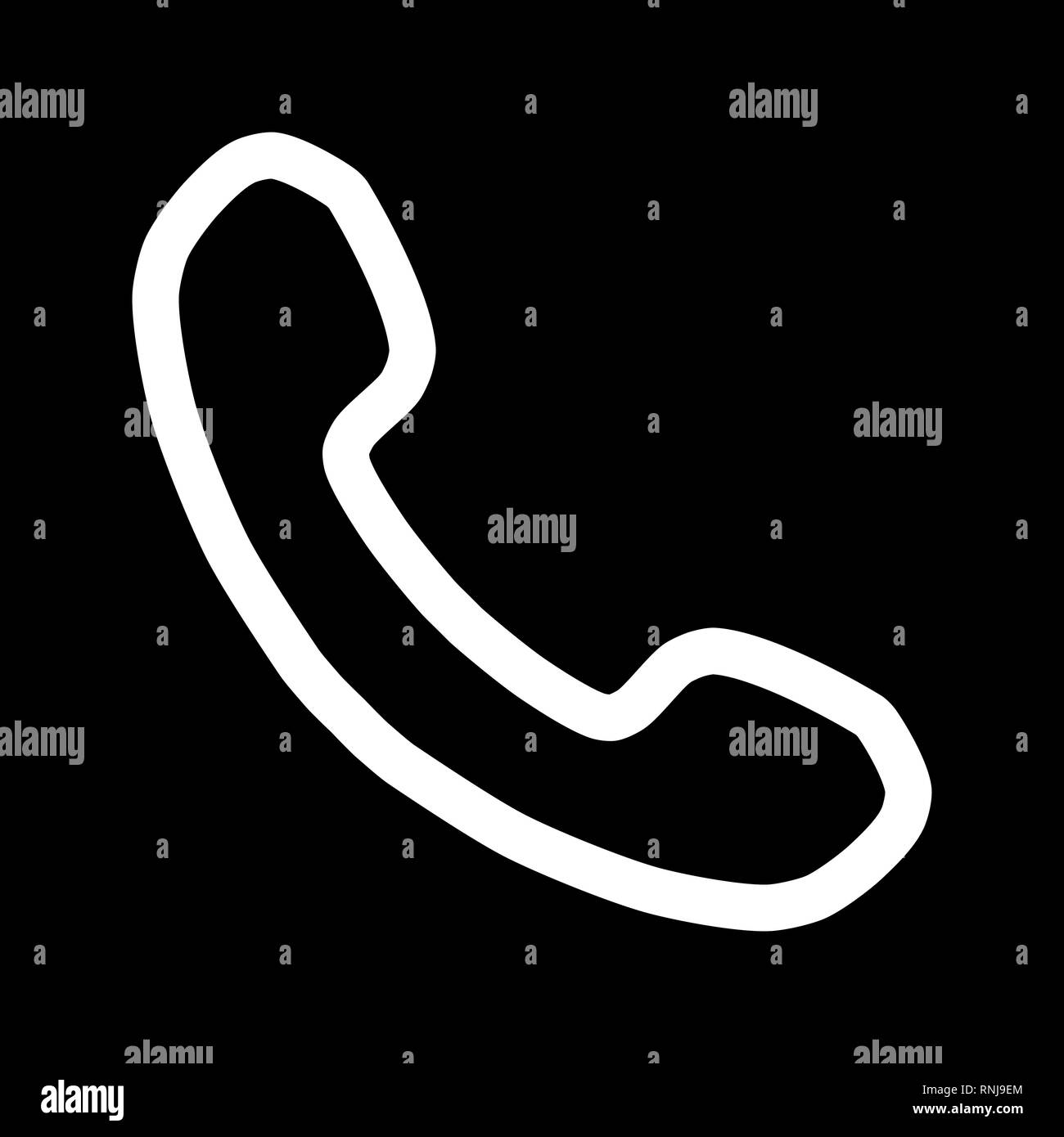 Telefon Symbol - Weiß einfache Umrisse, isoliert - Vector Illustration Stock Vektor