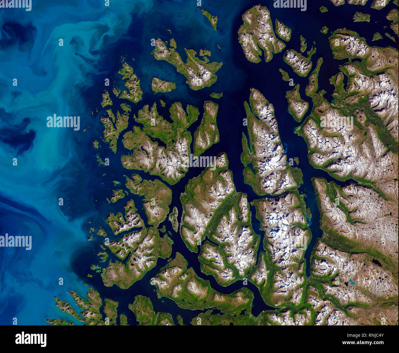 Luftaufnahme der nordwestlichen Küste von Norwegen. Stockfoto