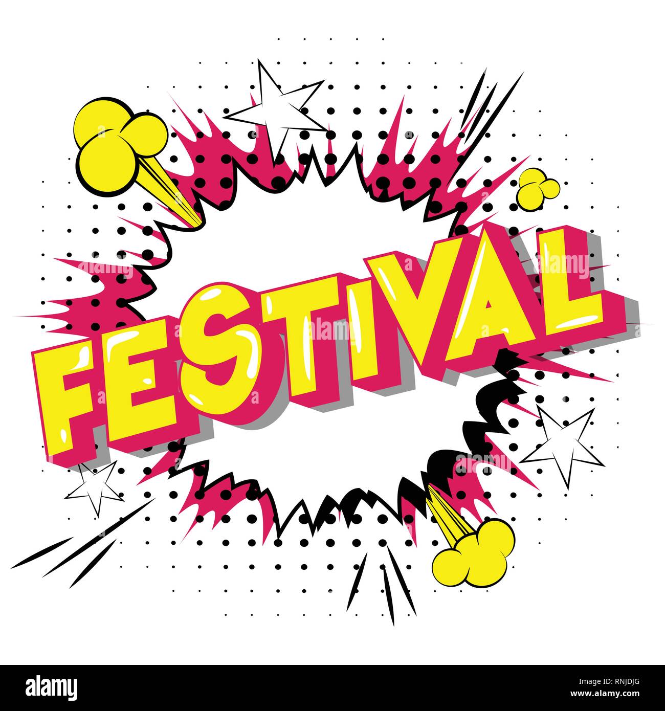 Festival-Vector illustrierte Comic Stil Phrase auf abstrakten Hintergrund. Stock Vektor