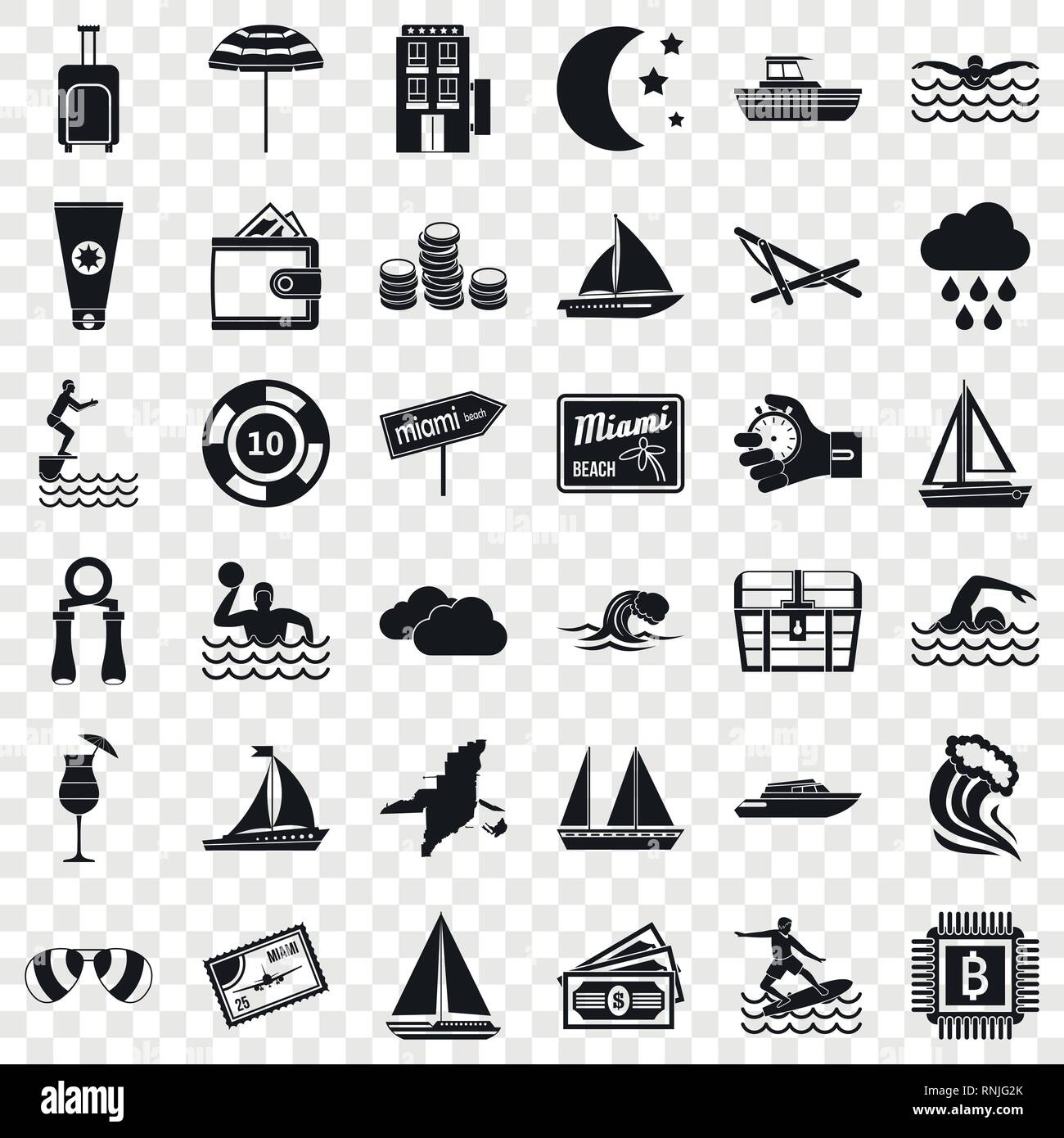 Springen Sie in Wasser Icons Set, einfachen Stil Stock Vektor