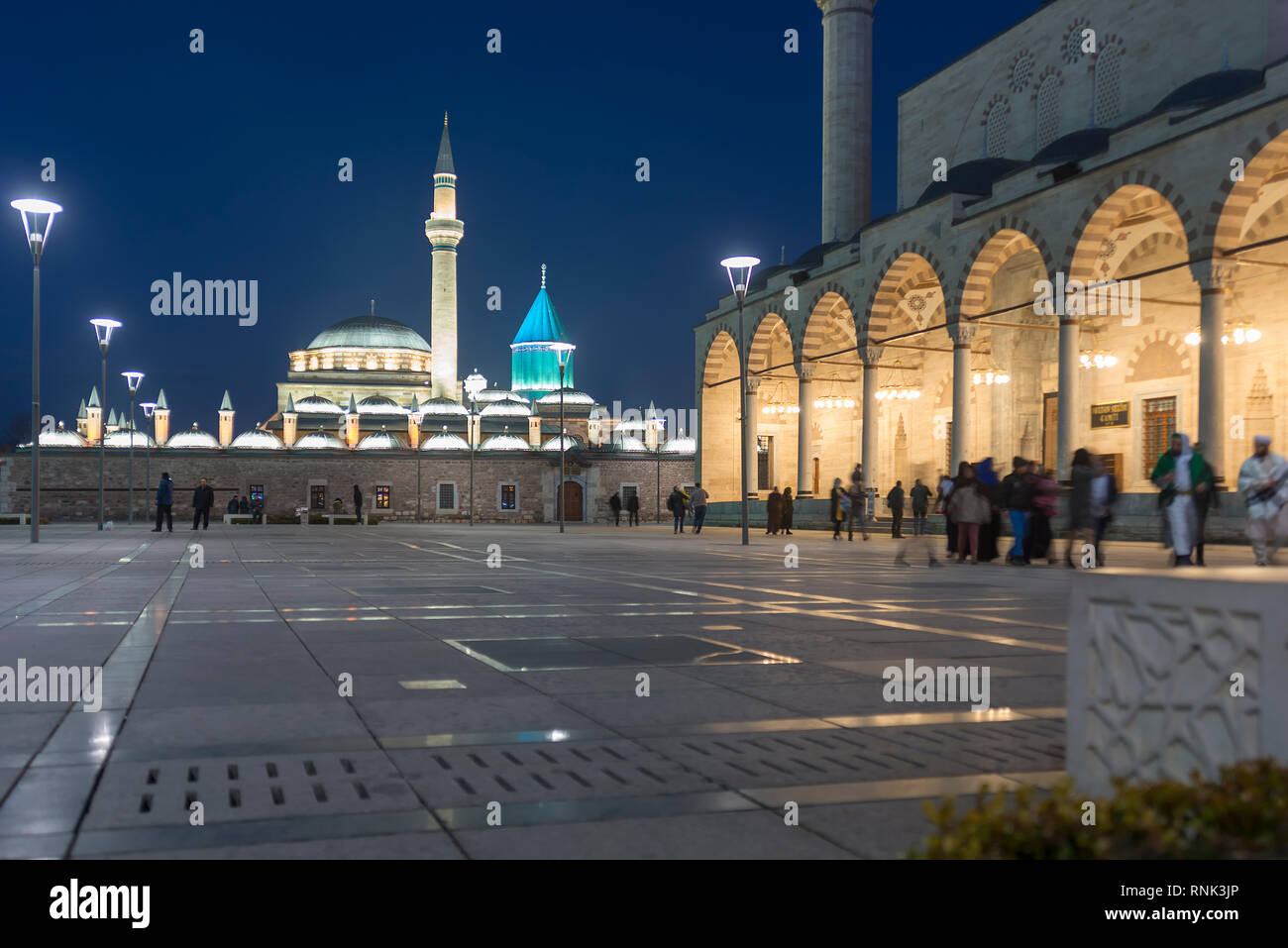 Februar 11,2019 Konya, Türkei. Die Moschee von Mevlana Celaleddin Rumi war eine Anatolische heiligen Mann, der Hoffnung und der Inspiration für die Menschheit gab. Er wurde geboren ich Stockfoto