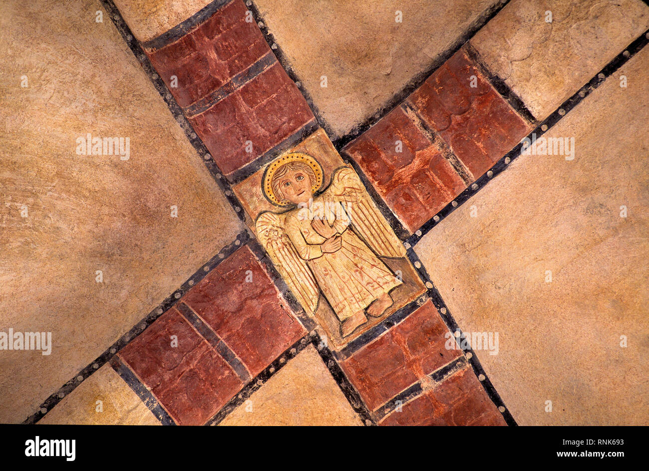 Italien Piemont Santa Maria Abtei Staffarda, Detail der Decke - Engel Stockfoto